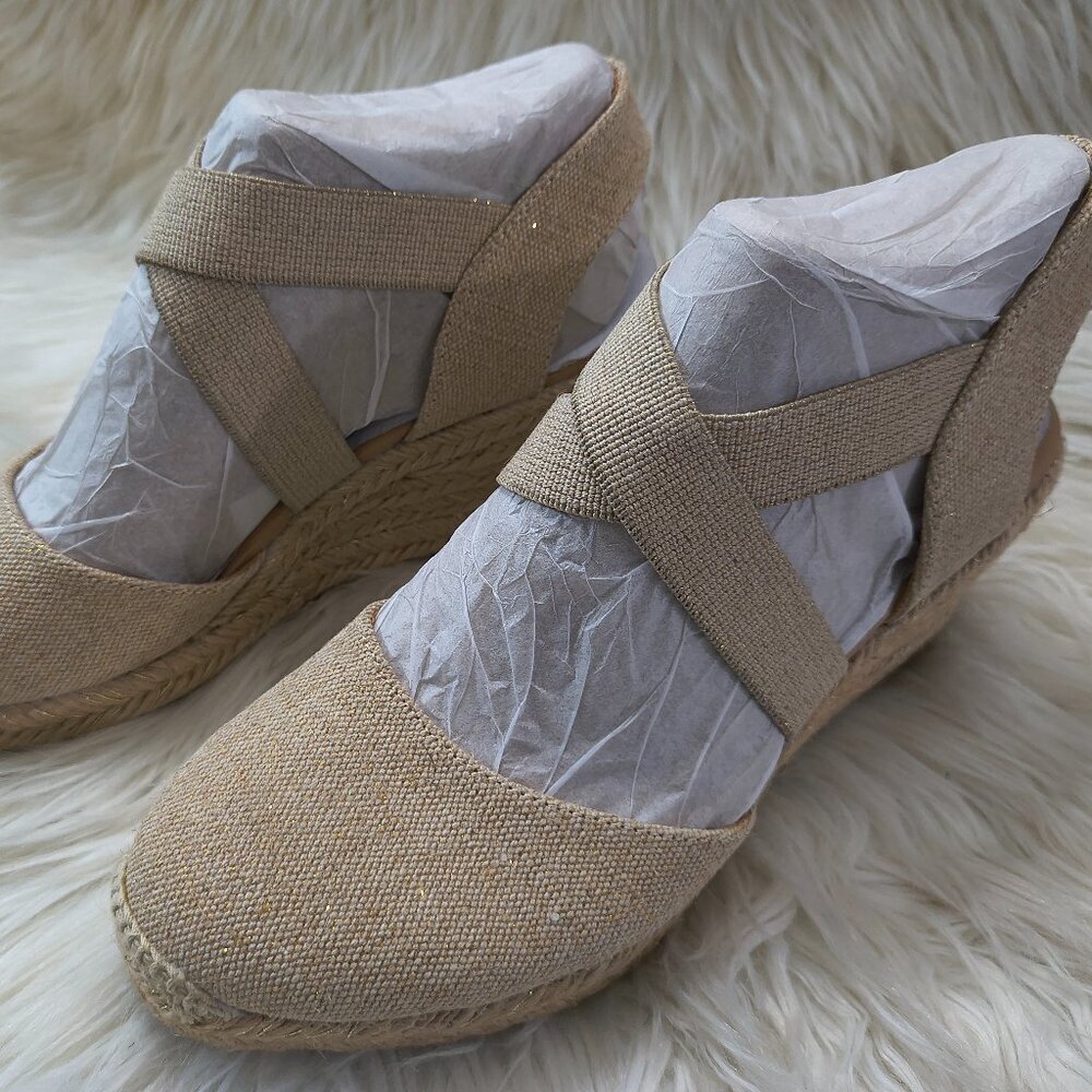 NIB Easy Spirit Mesa Espadrille Wedge - Size 7 Tan / Gold
